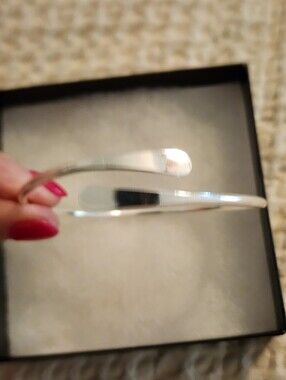 Polished Smooth Silvertone Cuff Bracelet Adjustable Large Wrist Friendly